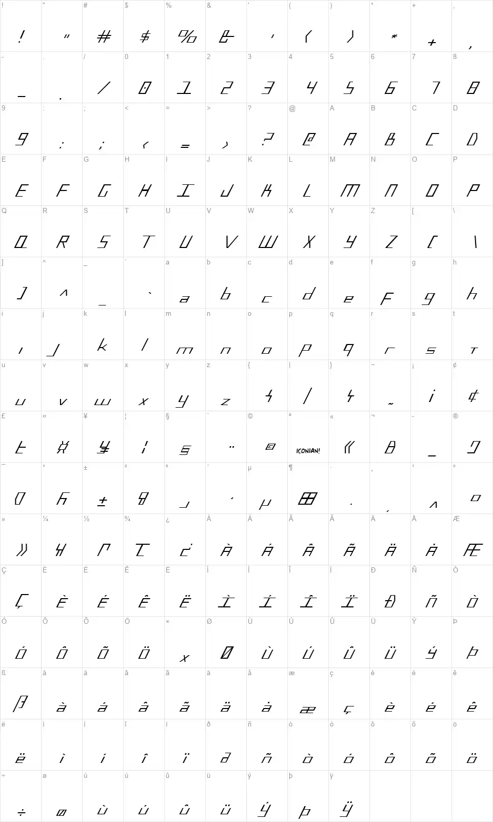 Blue July Map Blue Julyfont character map