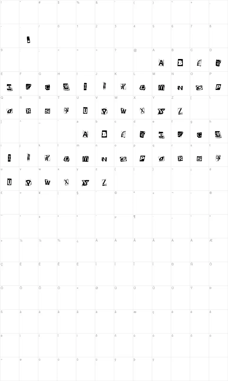Brands Kidnapped Map Brands Kidnappedfont character map