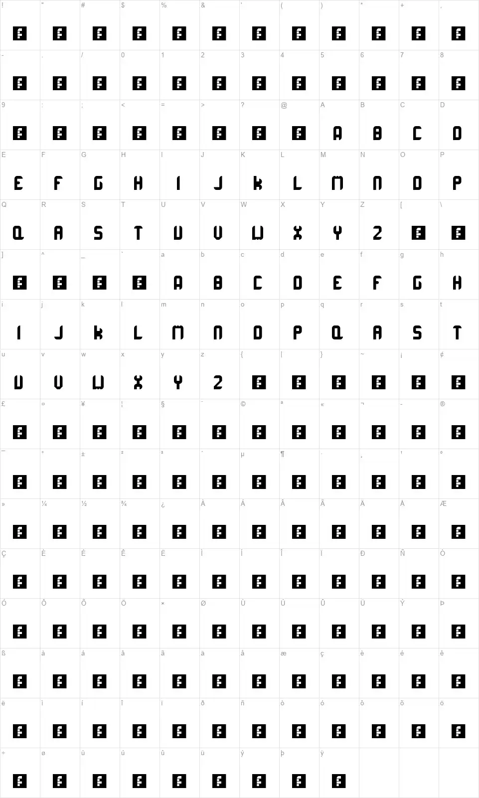 Corrupta Rounded Map Corrupta Roundedfont character map