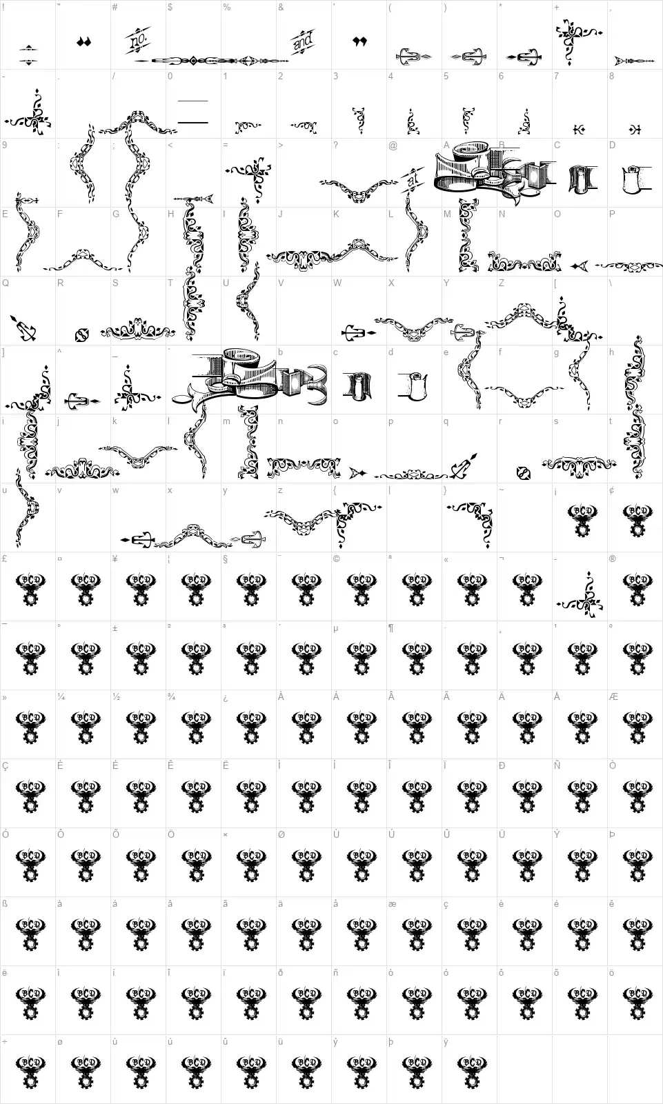 Deborah Extras Ornaments Map Deborah Extras Ornamentsfont character map