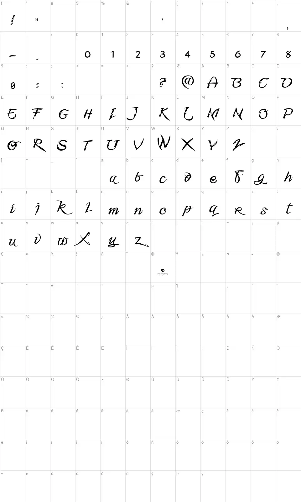 Fmiring Campotype One Map Fmiring Campotype Onefont character map
