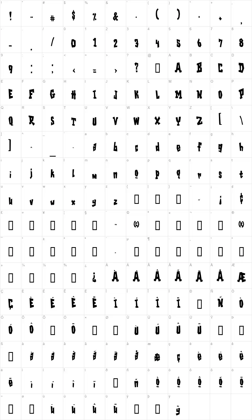 Garage Shock Map Garage Shockfont character map