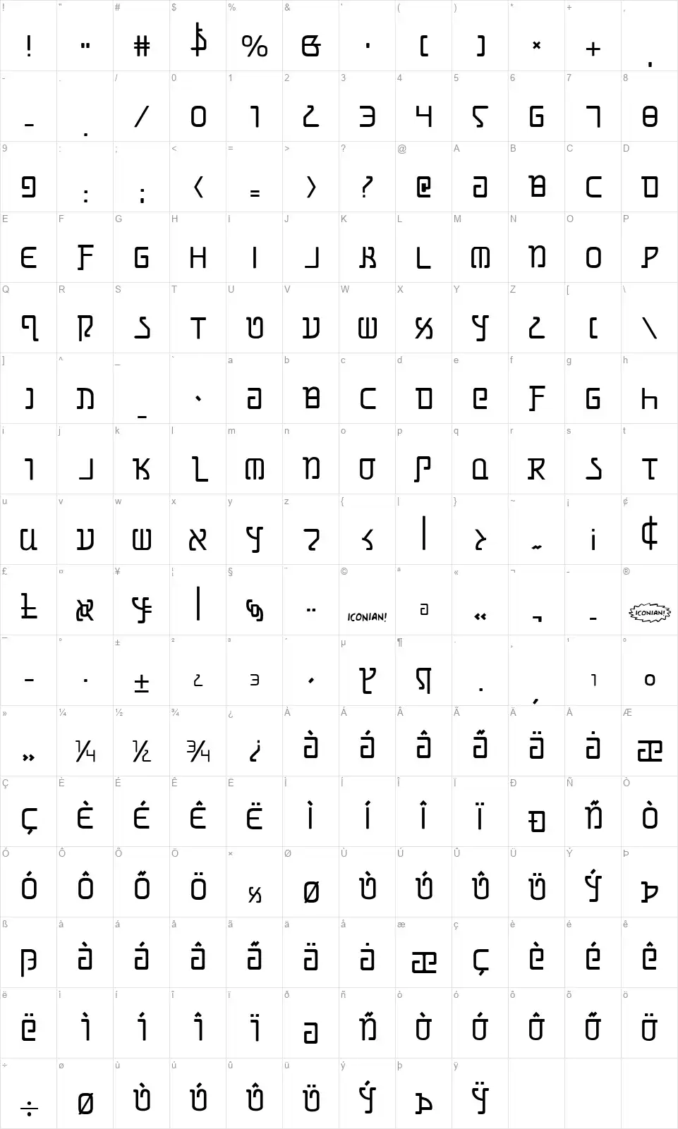 Grimlord Map Grimlordfont character map