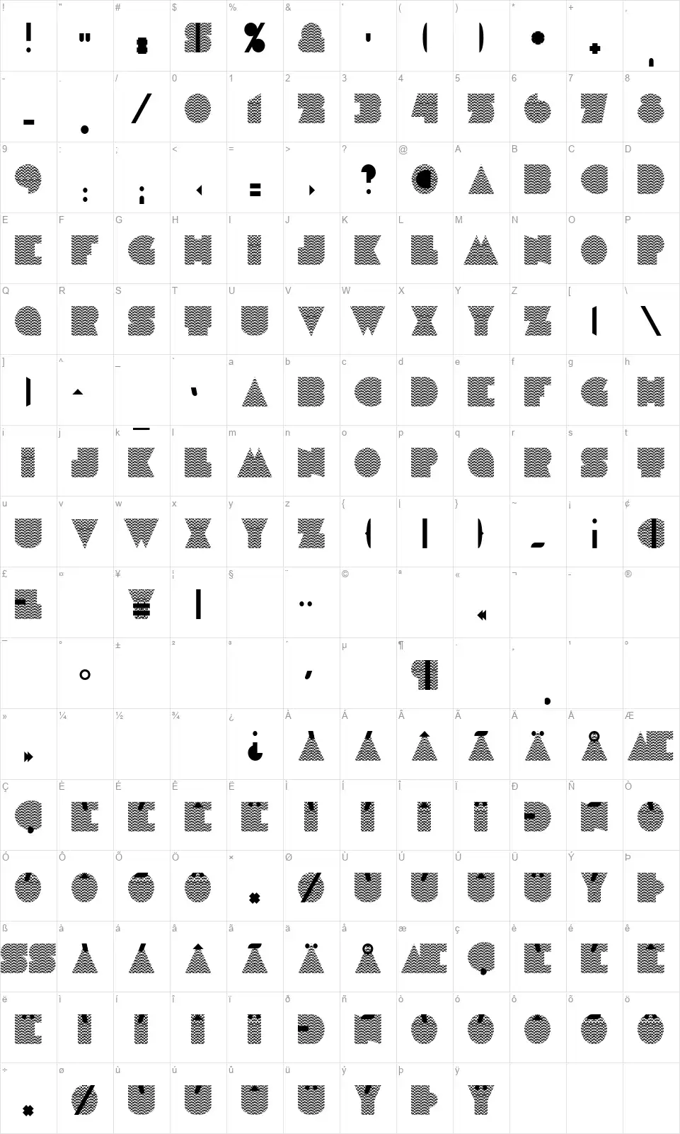 H1N1 Map H1N1font character map