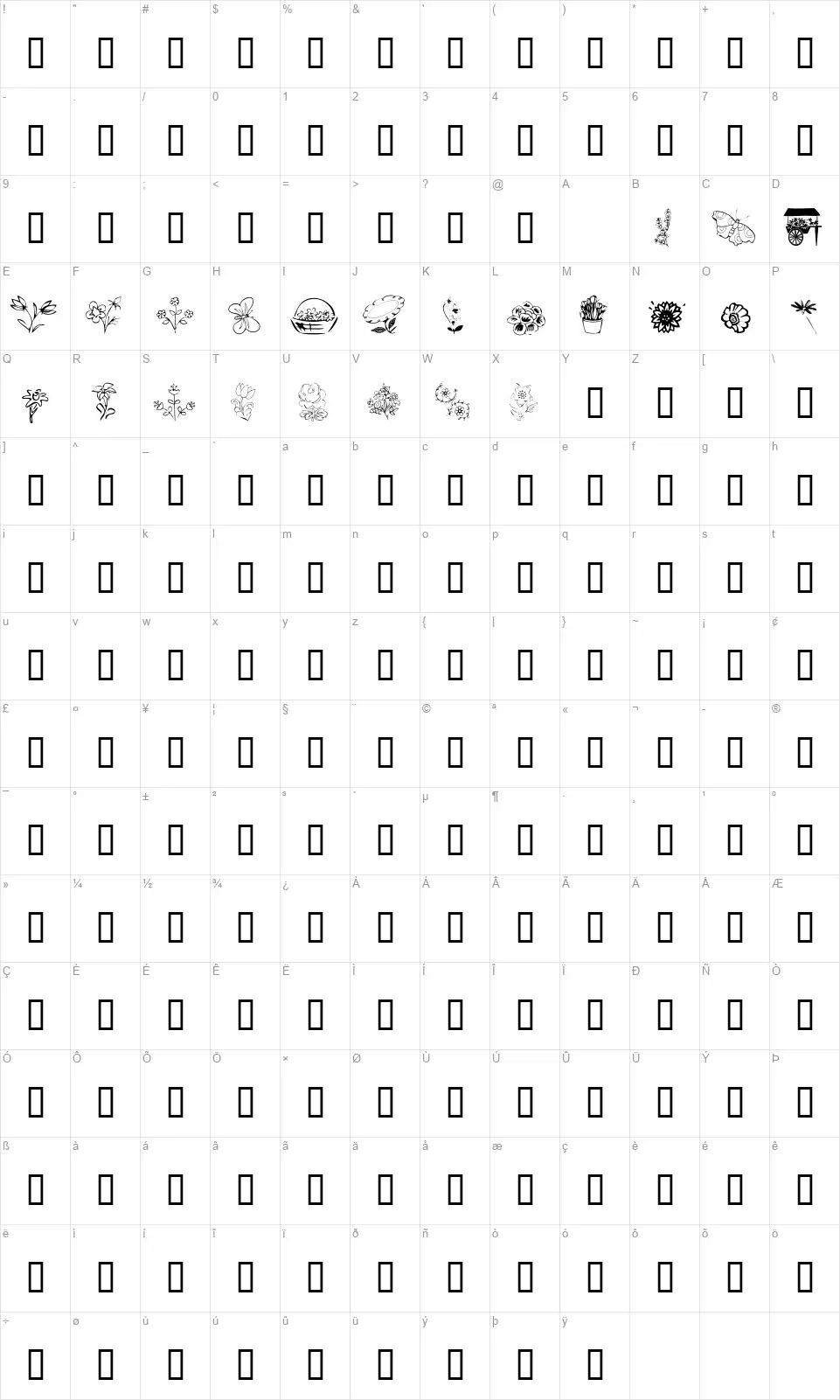 KR Spring Me Map KR Spring Mefont character map