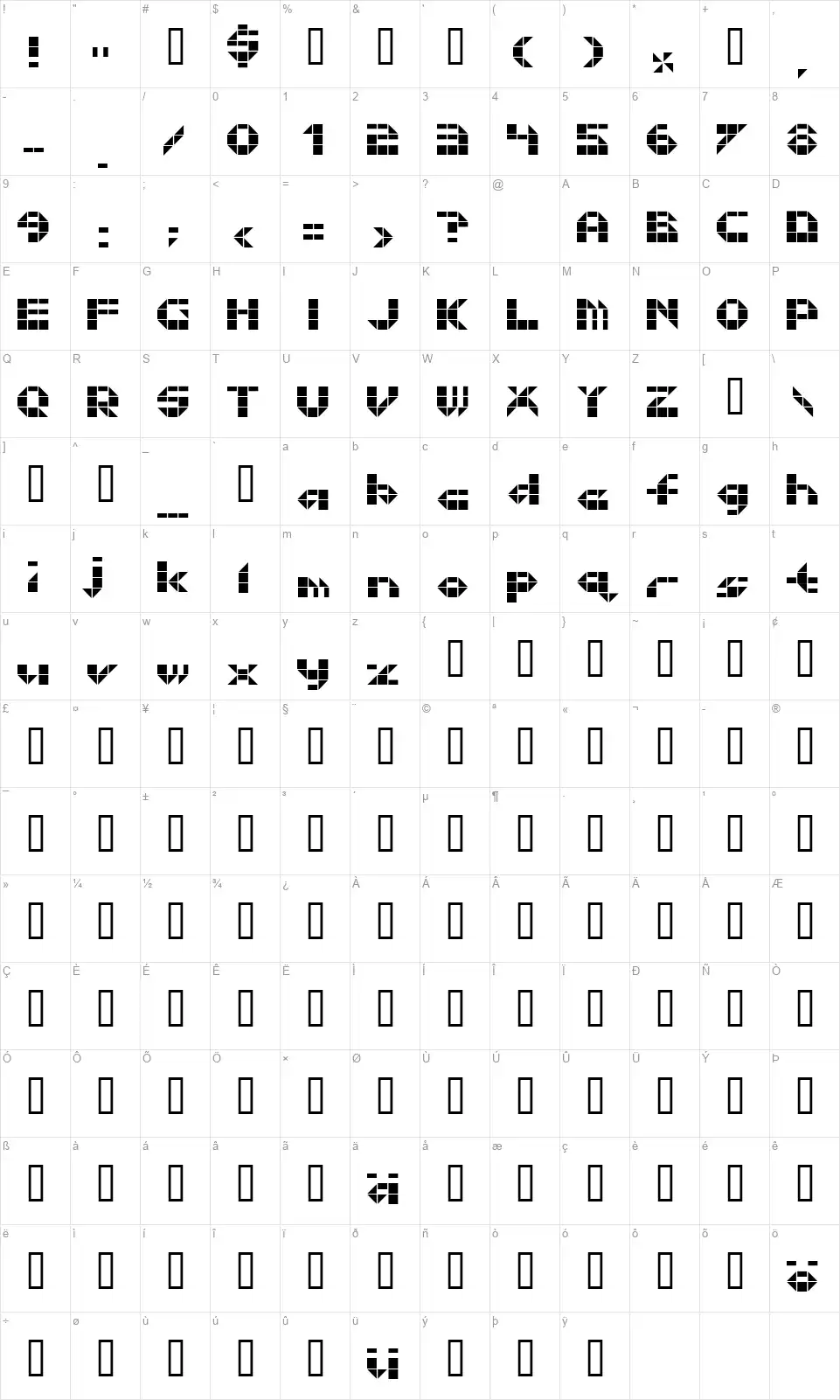 Litebrite 1975 Map Litebrite 1975font character map