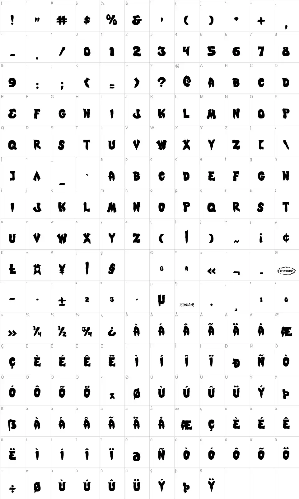 Mystic Singler Map Mystic Singlerfont character map