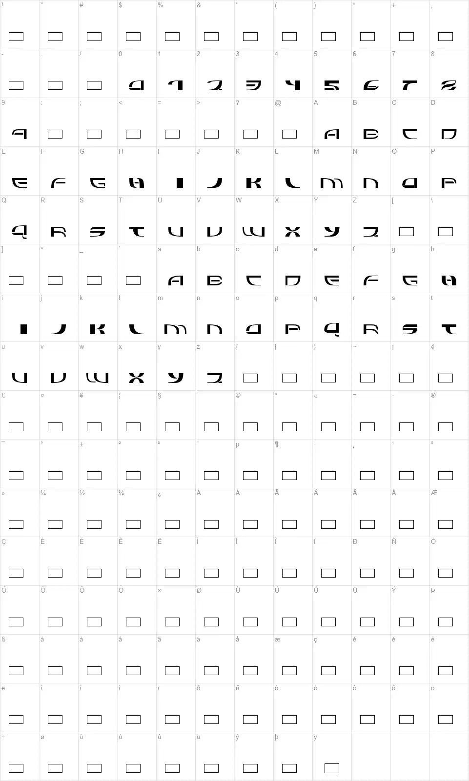 Refluxed Map Refluxedfont character map