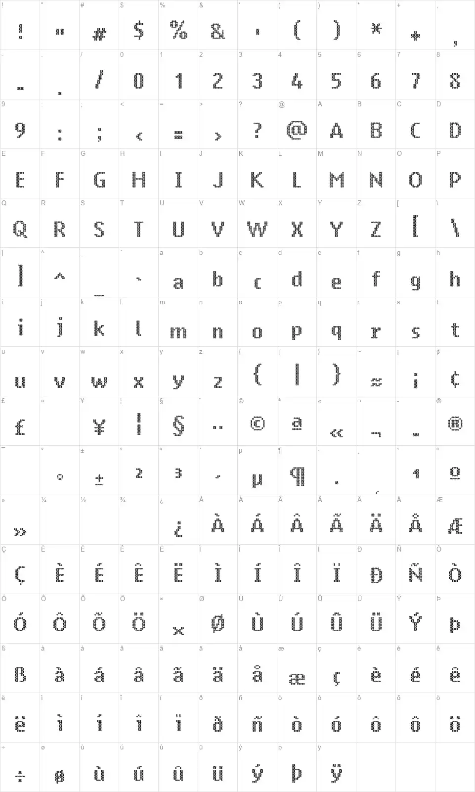 Ring Matrix Map Ring Matrixfont character map