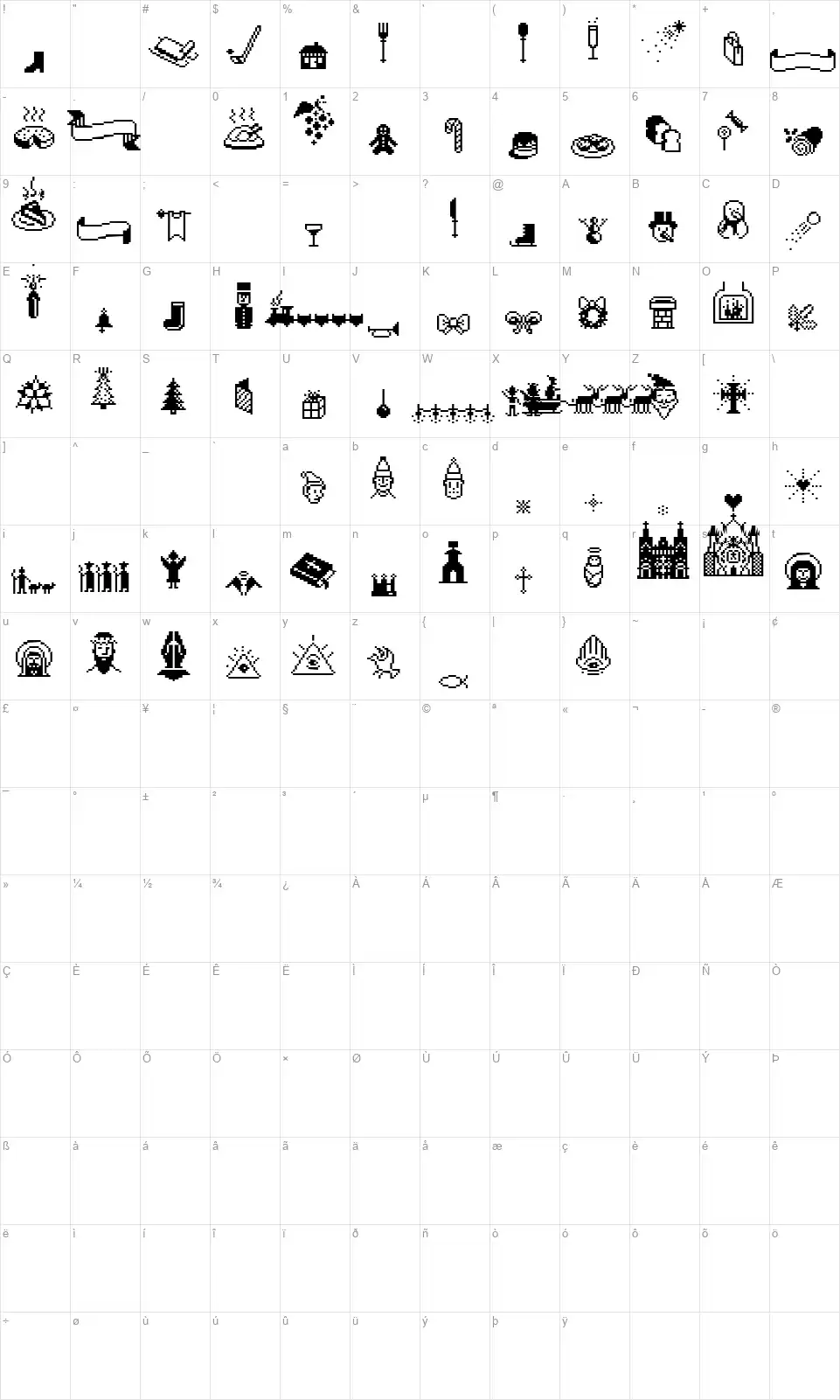 Suboel Map Suboelfont character map