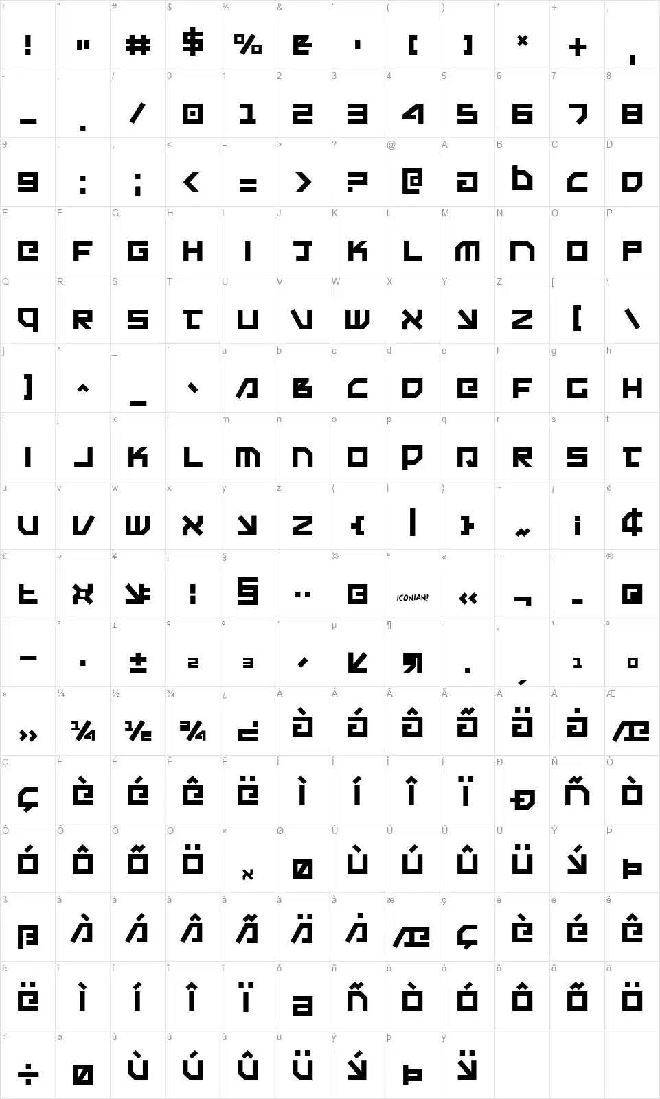 Uno Estado Map Uno Estadofont character map
