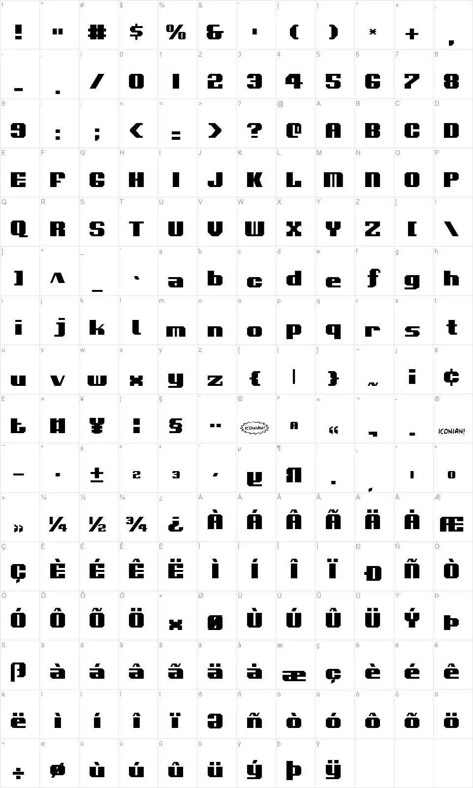 Voortrekker Map Voortrekker font character map