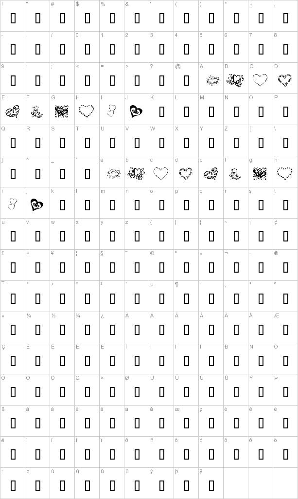 KR All About The Heart Character Map