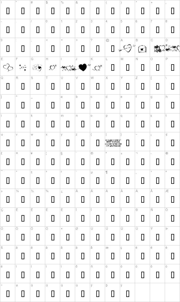 KR Cuori Divertenti 7 Character Map