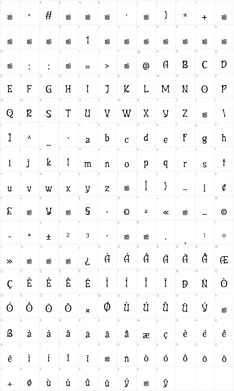 Age Of Taclmat Map Age Of Taclmatfont character map