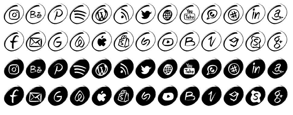 Grunge Social Media font specimens